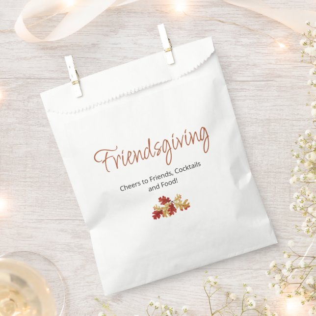 Boho Foliage Friendsgiving Modern Thanksgiving  Favour Bag (Clipped)
