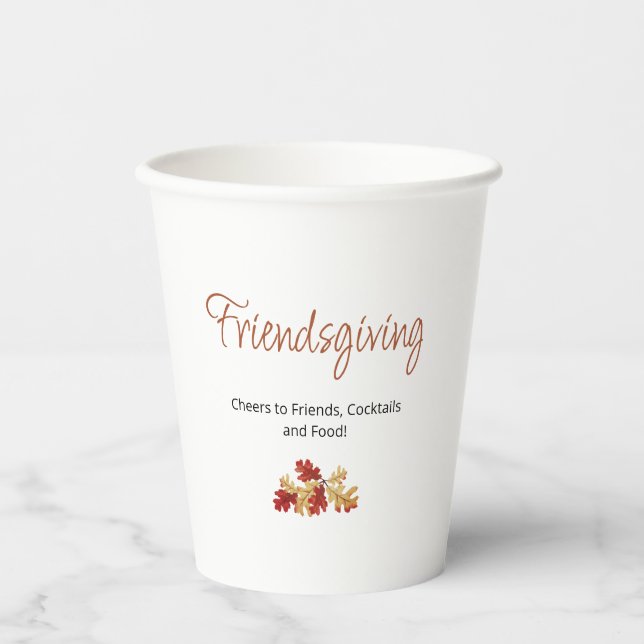 Boho Foliage Friendsgiving Modern Thanksgiving  Paper Cups (Front)