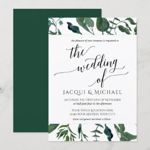BOHO Foliage Wedding Minimalist Leaf Square Invitation