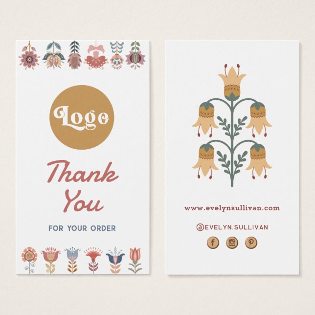 boho folk art fleurs paquet insérer (Devant & derrière)