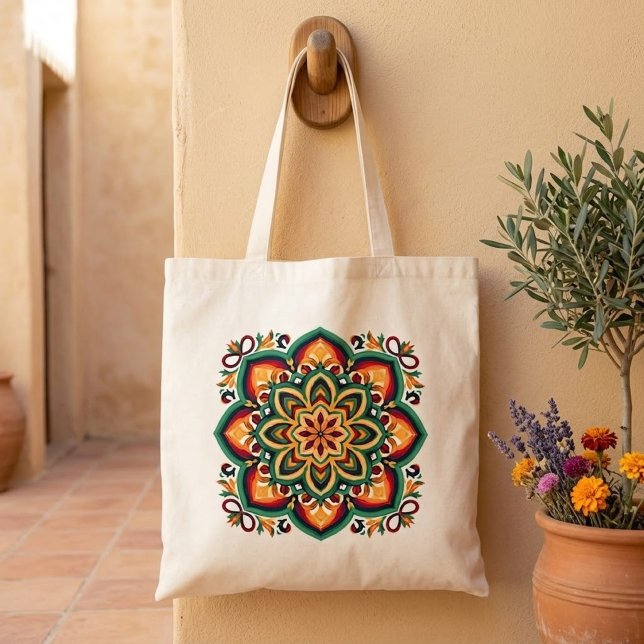 Boho Folk Art Flower Tote Bag (Creator Uploaded)