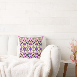Boho Folk Art Tote Bag Throw Pillow