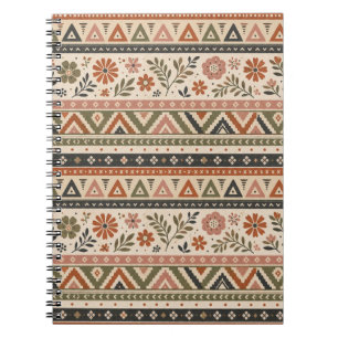 Boho Folk Floral Geometric Seamless Pattern Notebook