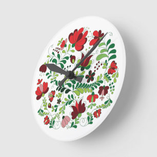 Boho Folk Floral Matyo  Round Clock