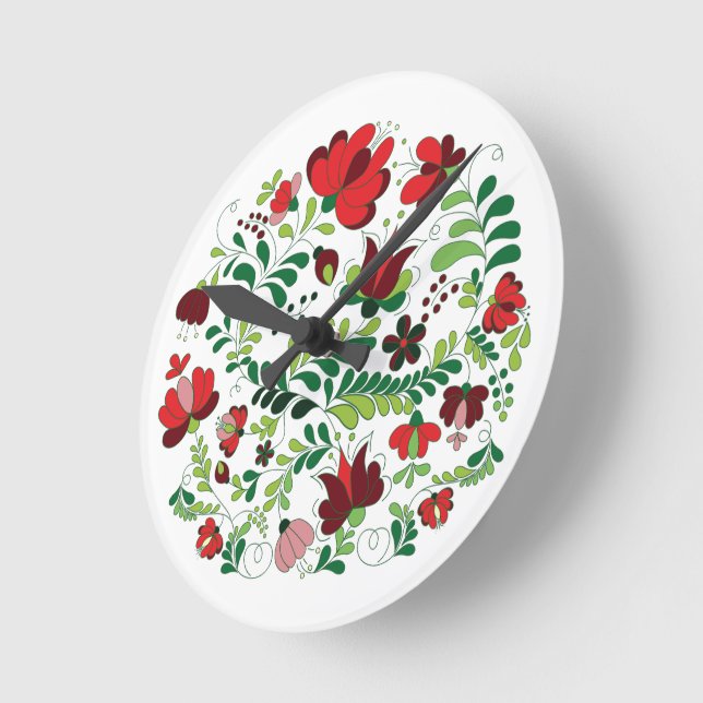 Boho Folk Floral Matyo  Round Clock (Angle)