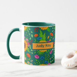 Boho Folk Flowers Elegant Gift Mug