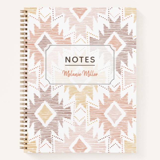 Boho Folk Textile Pattern Notebook (Front)