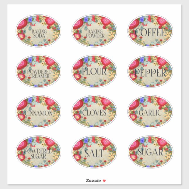 Boho Folkart Cuisine épices Étiquettes (Feuille)