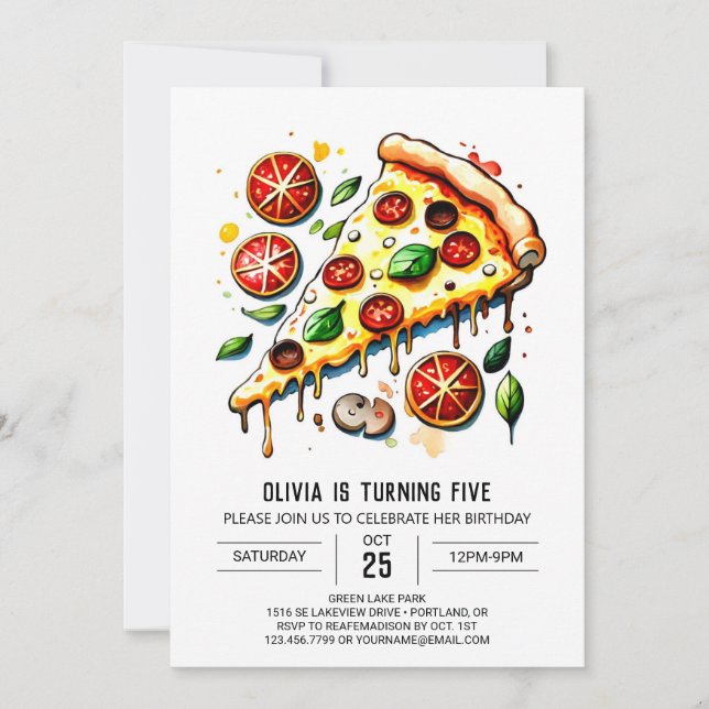 Boho Food Pizza Birthday Invitation (Front)