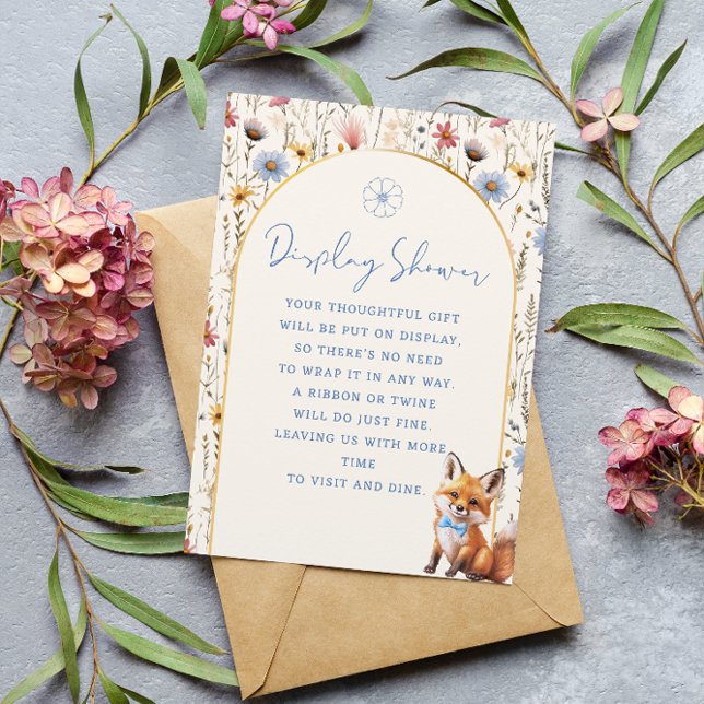 Boho Forest Animal Display Shower Dusty Blue Enclosure Card (Creator Uploaded)