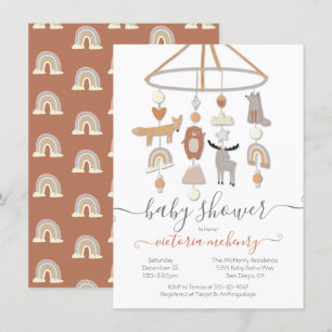 Boho Forest Animaux Mobile Baby shower Invitation