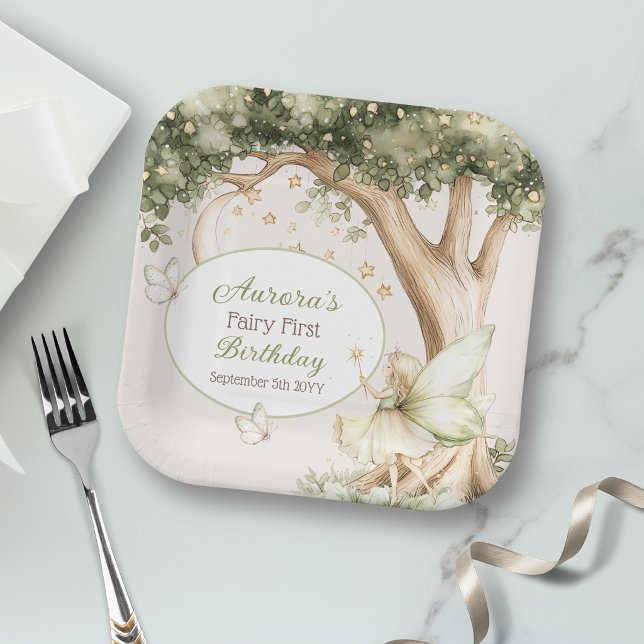 Boho Forest Fairy First Birthday  Paper Plate (Creator Uploaded)