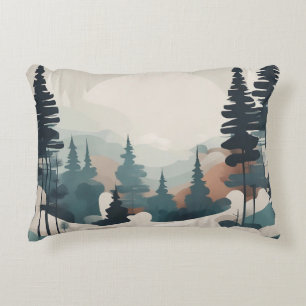 Boho Forest Landscape Artwork Accent Pillow