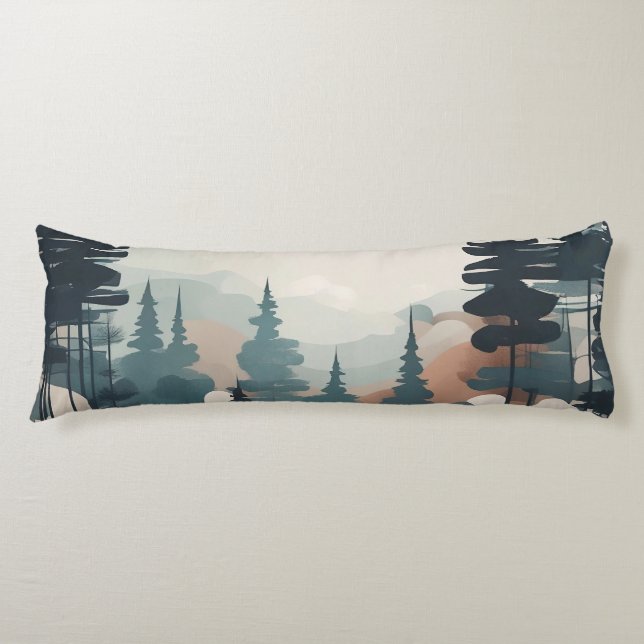 Boho Forest Landscape Artwork Body Pillow (Front)