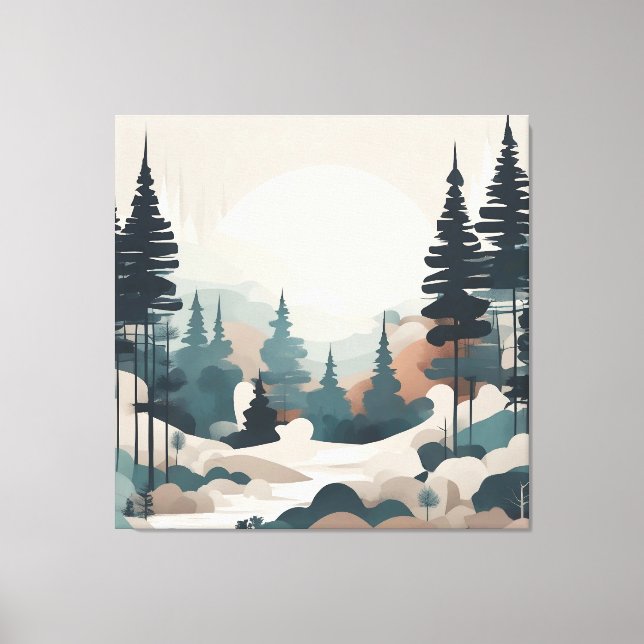Boho Forest Landscape Artwork Canvas Print (Front)