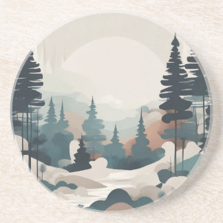 Boho Forest Landscape Artwork Coaster