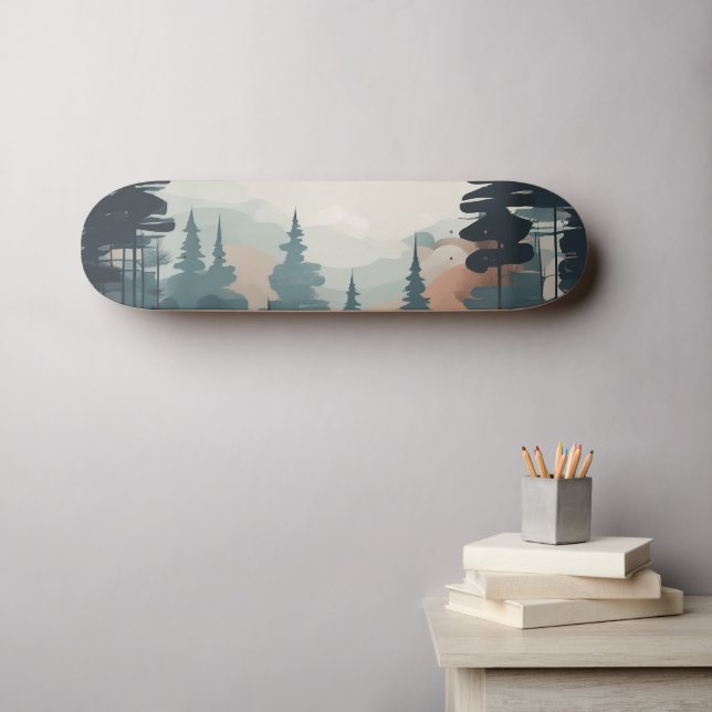 Boho Forest Landscape Artwork Skateboard (Wall Art (Horz))