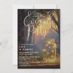 Boho Forest Mason Jar Wedding Evening Party Invitation