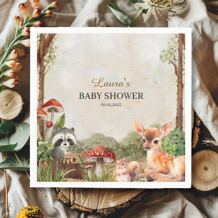 Boho forest Woodland animals Rustic Baby Shower Napkin