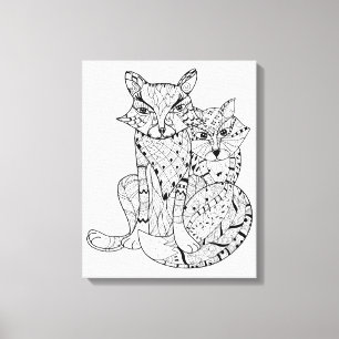 Boho Fox Doodle 6 Canvas Print