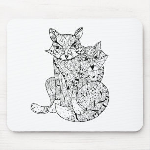 Boho Fox Doodle Mouse Pad