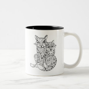 Boho Fox Doodle Two-Tone Coffee Mug