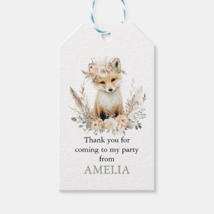 Boho Fox Girl 1st Birthday Any age Favour Gift Tags