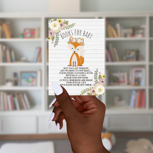 Boho Fox Grey Wood Baby Shower Book Request Enclosure Card