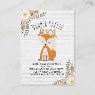 Boho Fox Grey Wood Baby Shower Diaper Raffle Enclosure Card