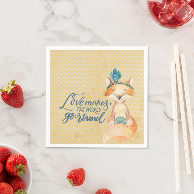 Boho Fox Love Quote Napkin (Insitu)