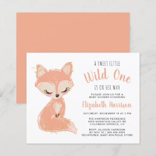 Boho Fox Terracotta Baby Girl Shower Invitation