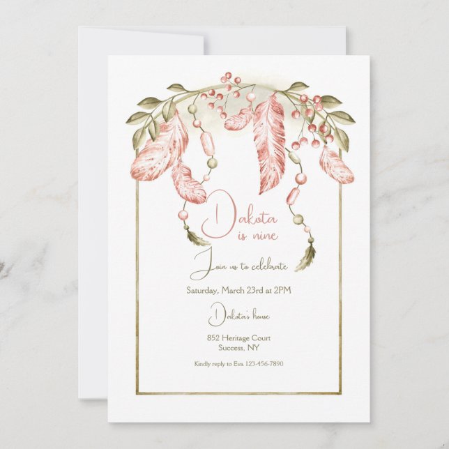 Boho Frame Anniversaire Invitation (Devant)