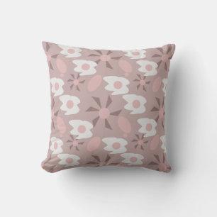 Boho Fried Eggs Breakfast Pink Pattern Throw Pillow