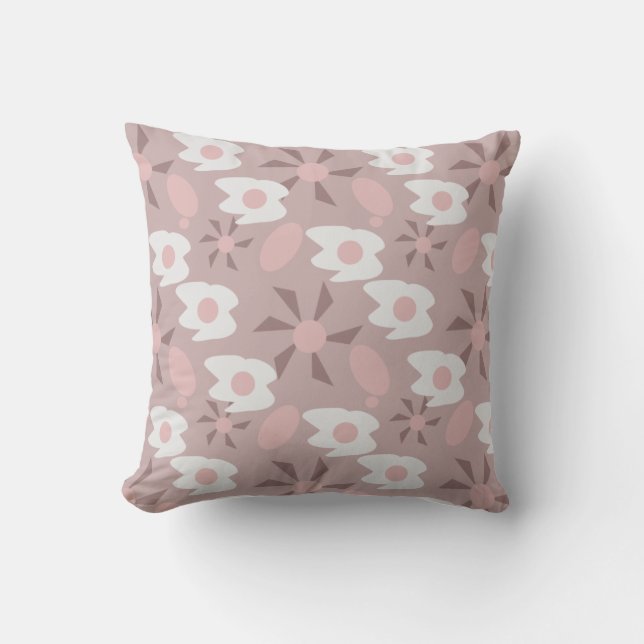 Boho Fried Eggs Breakfast Pink Pattern  Throw Pillow (Front)