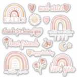 Boho Friend Birthday Vinyl Stickers<br><div class="desc">Celebrate your best friend with these cute personalized boho watercolor rainbow stickers!</div>