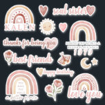 Boho Friend Birthday Vinyl Stickers<br><div class="desc">Celebrate your best friend with these cute personalized boho watercolor rainbow stickers!</div>