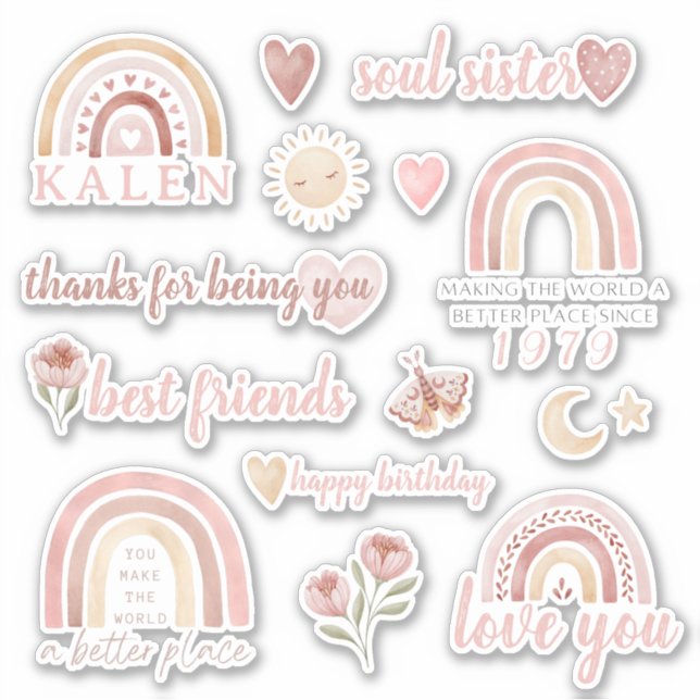 Boho Friend Birthday Vinyl Stickers (Front)