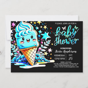 Boho Frosting Ice Cream Boy Baby Shower Invitation