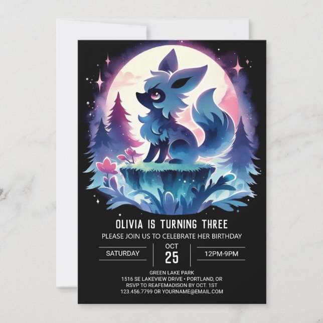Boho Fun Wolf Birthday Invitation (Front)