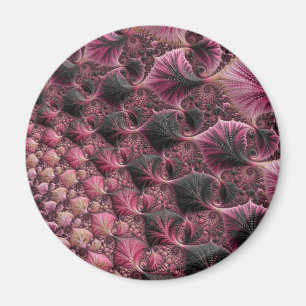 Boho Funky Eclectic Pink Black Abstract Fractal Magnet