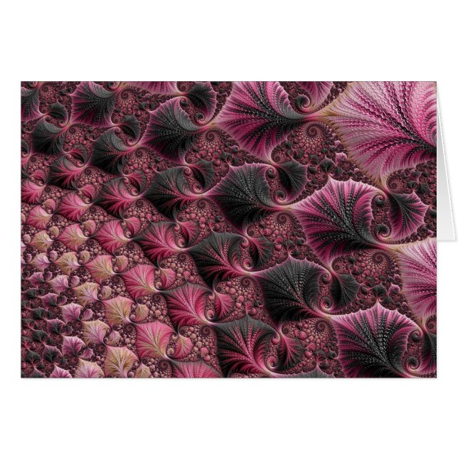 Boho Funky Eclectique Rose Noir Abstrait Fractal (Devant horizontal)