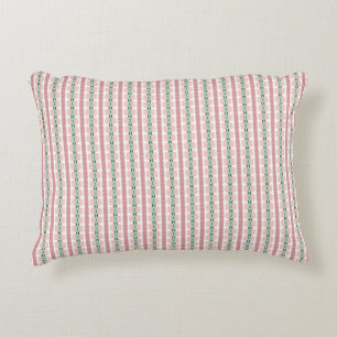 Boho Funky Retro Eclectic Pastel Christmas Stripe Accent Pillow