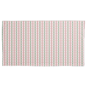 Boho Funky Retro Eclectic Pastel Christmas Stripe Pillowcase