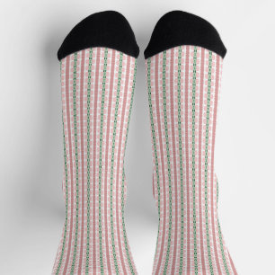 Boho Funky Retro Eclectic Pastel Christmas Stripe Socks