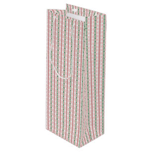 Boho Funky Retro Eclectic Pastel Christmas Stripe Wine Gift Bag