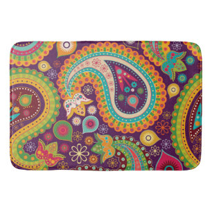 Boho Funky Trendy Retro Abstract Pattern Bath Mat