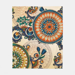 Boho Funky Trendy Retro Abstract Pattern Fleece Blanket