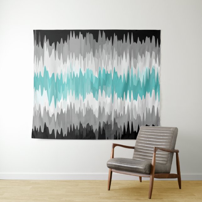 Boho Funky Wavy Abstract Libramaculine Pride Flag Tapestry (In Situ (Horizontal))