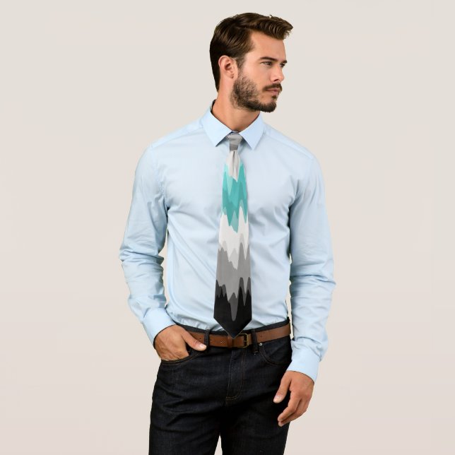 Boho Funky Wavy Abstract Libramasculine Pride Flag Tie (In Situ)