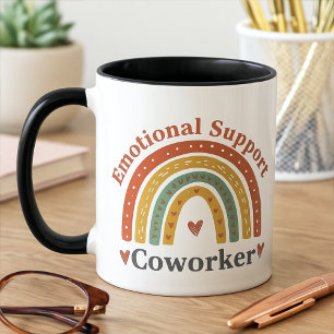 Boho Funny Coworker Emotional Support Work Bestie Mug